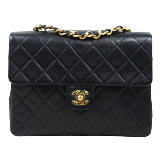 Rank A｜ CHANEL Black Lanbskin Square 20 Shoulder Bag Made In 1989～1991Year ｜P24061131
