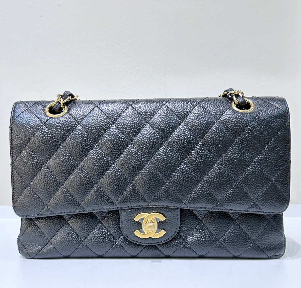 Chanel Medium Classic Flap Caviar Black Gold Hardware