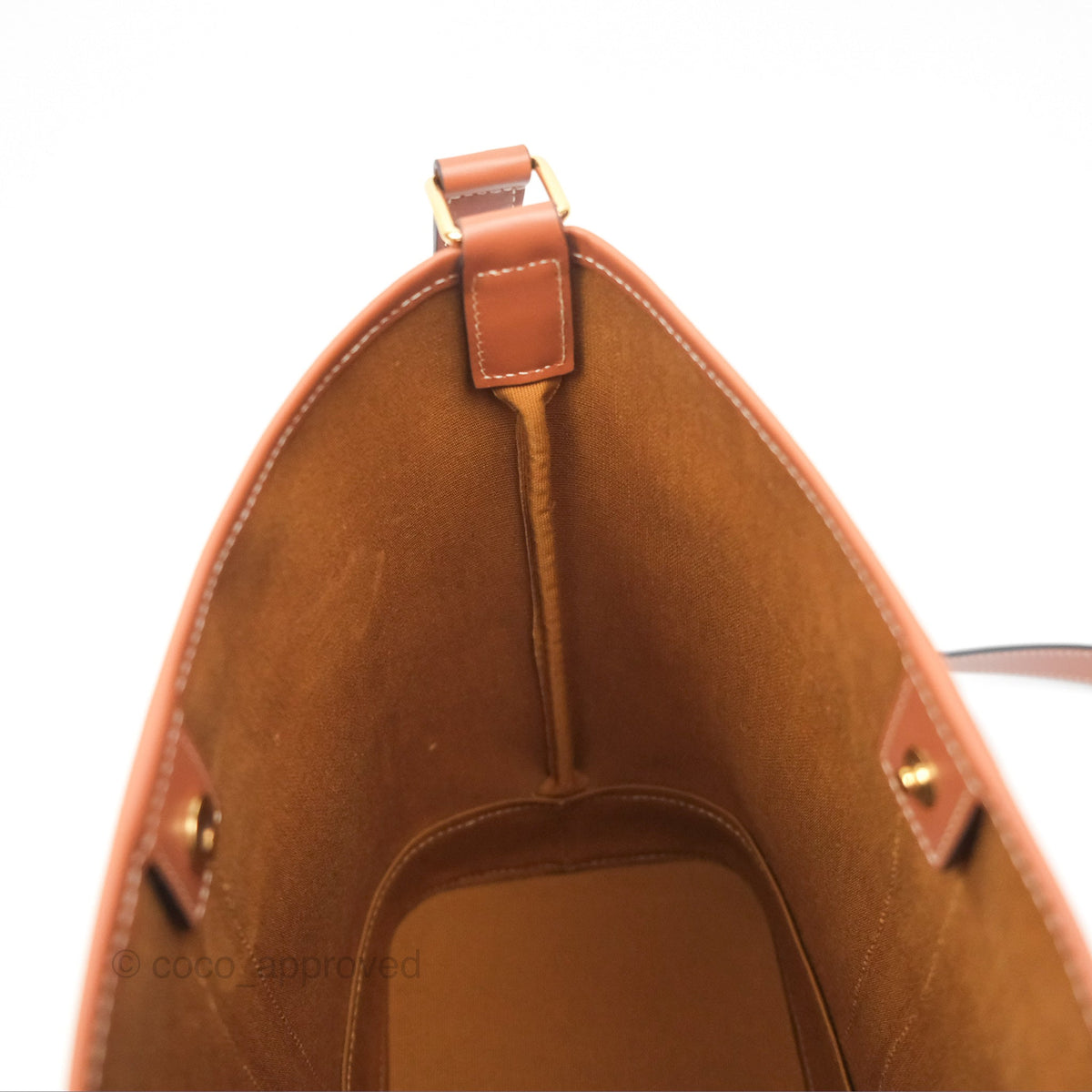 Celine Small Bucket Triomphe Canvas Tan Calfskin