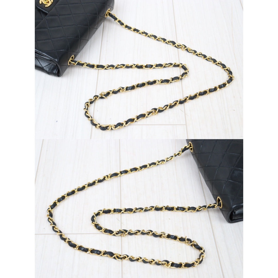 Rank A｜ CHANEL Black Lanbskin Square 20 Shoulder Bag Made In 1989～1991Year ｜P24061131