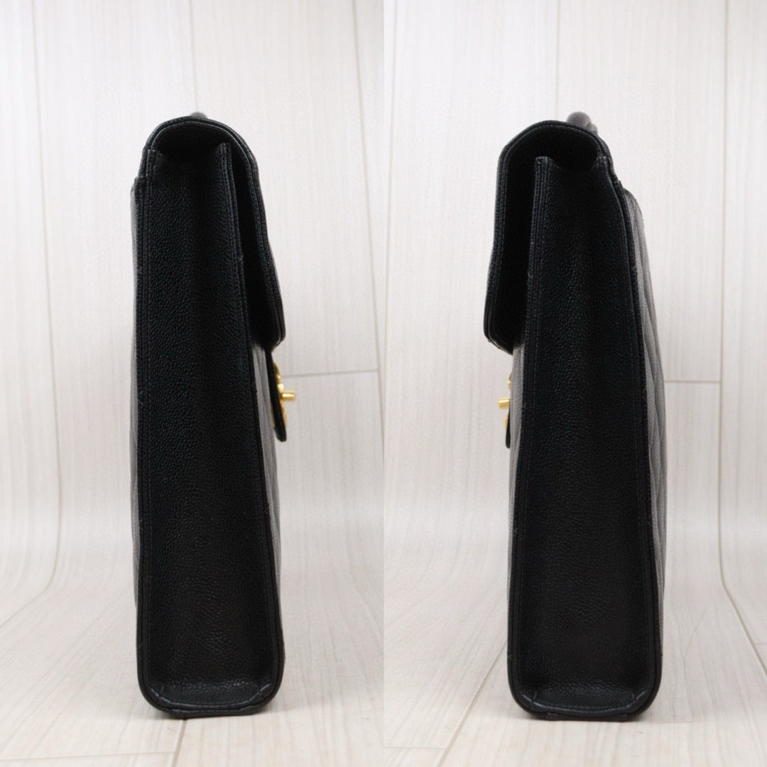 Very Good ( Rank A) ｜CHANEL Caviar Skin Leather Calf Leather  Handbag Black Made In 1996-1997 Year｜S25032628