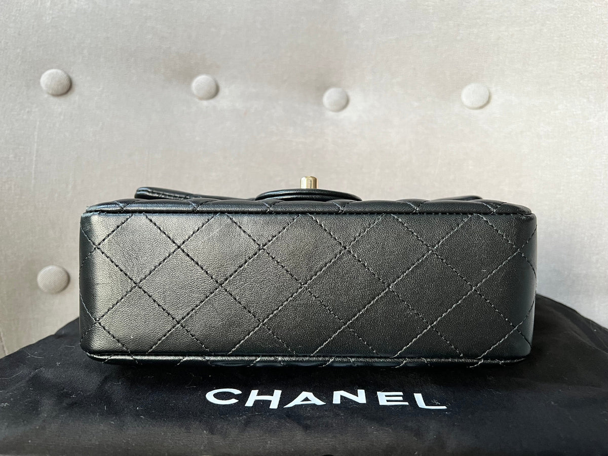Chanel Mini Rectangular Classic Flap in Black Lambskin