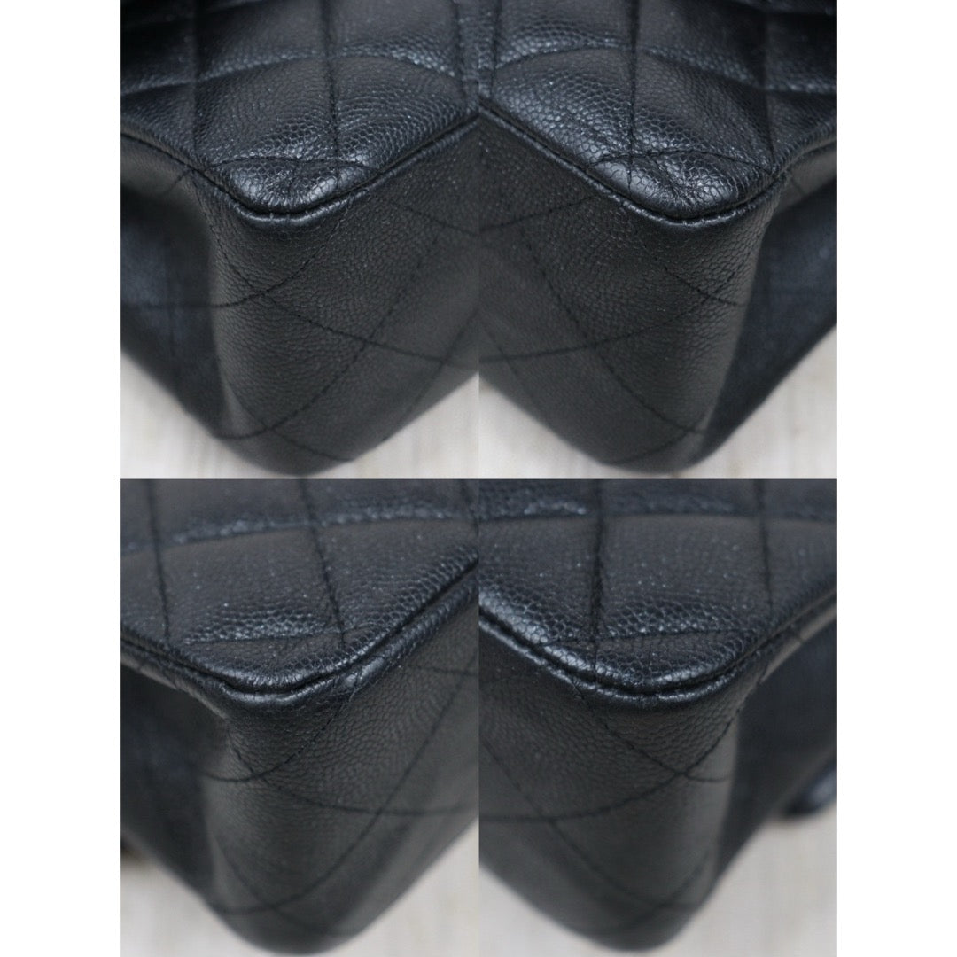 Very Good ( Rank A)｜ CHANEL Caviar Skin Matrasse Double Flap 25 Shoulder Bag Pearlescent Black Made In 2017-2018Year｜P25051607