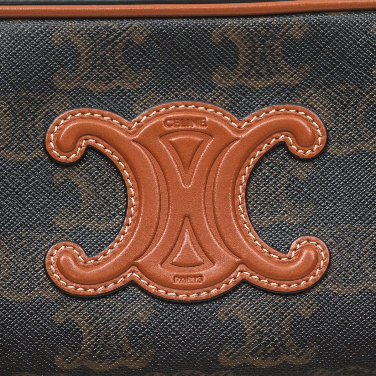 Celine Triomphe Mini Camera Shoulder Bag Tan Calfskin Triomphe Canvas