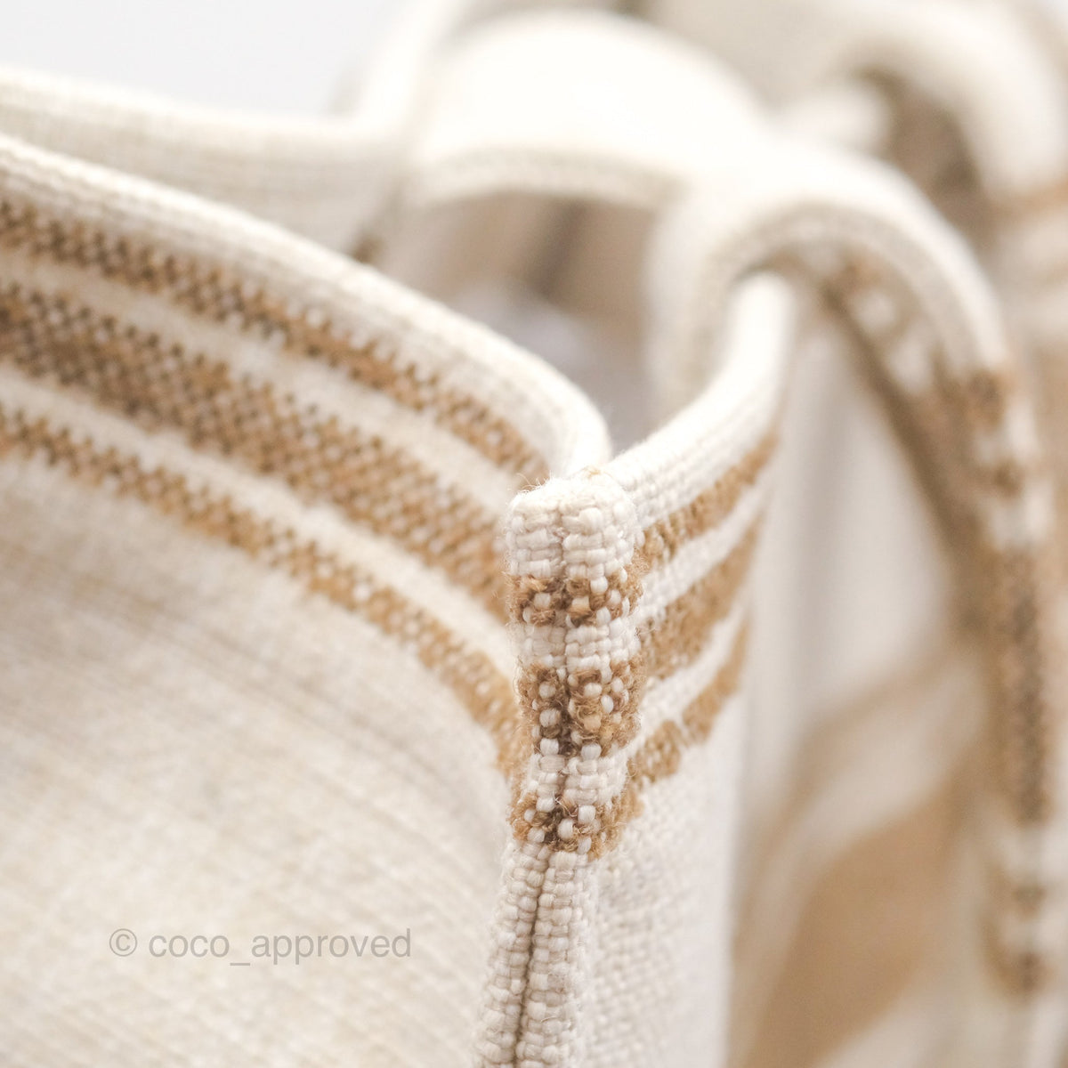 Celine Large Cabas Thais In Striped Textile Tobacco/Tan