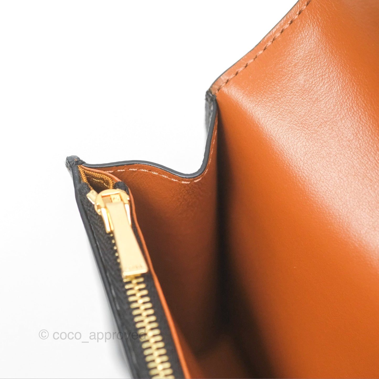 Celine Wallet On Strap Triomphe Canvas Tan Lambskin