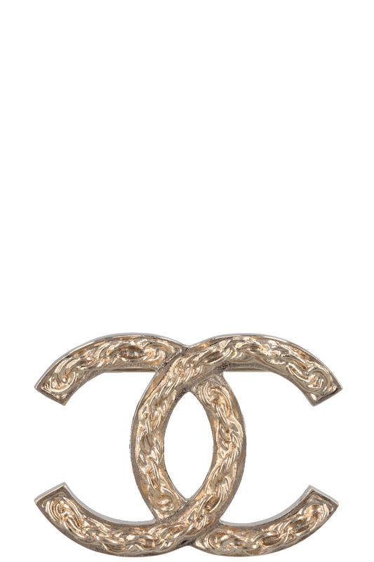CHANEL Braided CC Brooch Gold