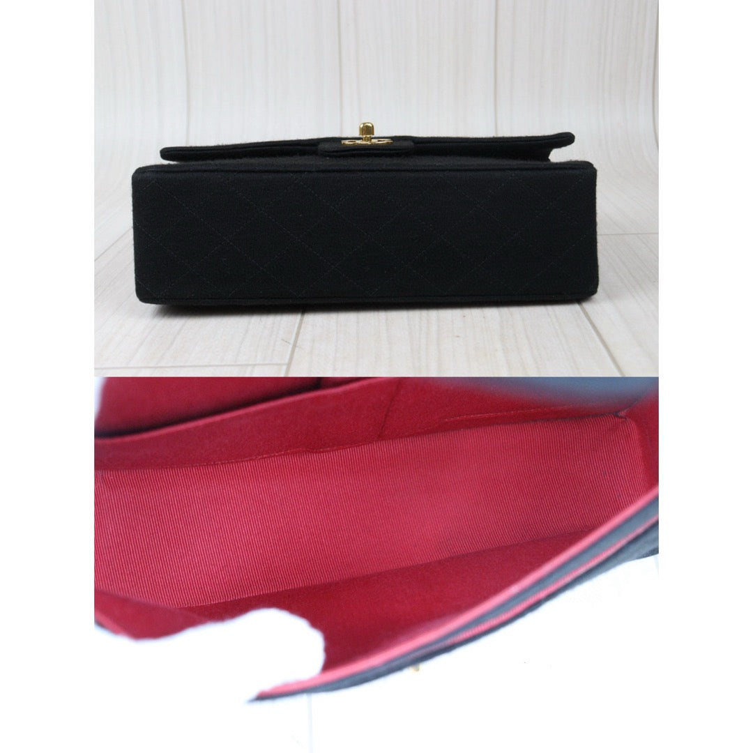 Rank A ｜ CHANEL Canvas Double Flap 25 Shoulder Bag Black Made In 1986-1988Year｜ 24072303
