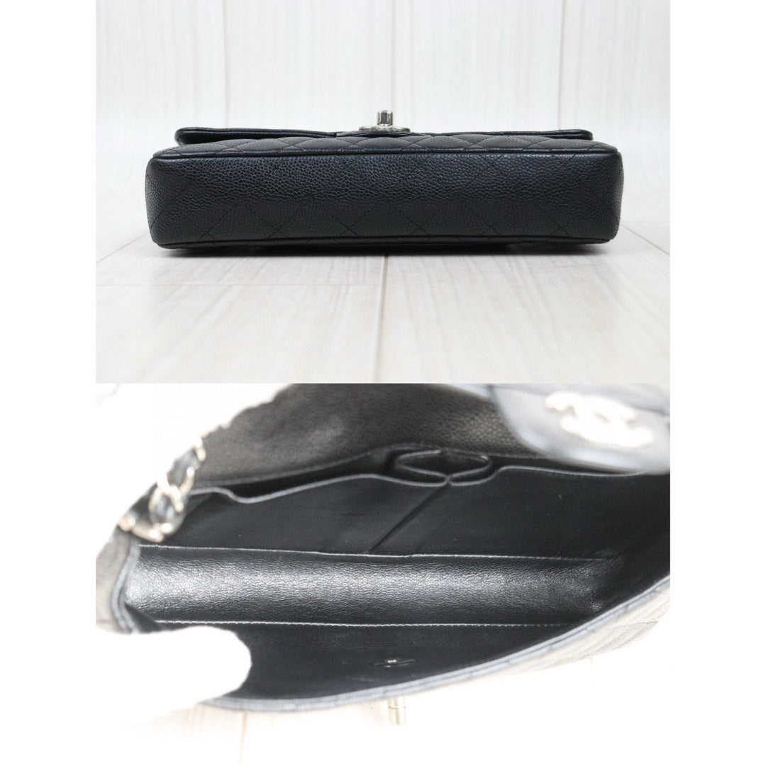 Good ( Rank AB)｜ CHANEL Caviar Skin Matrasse Single Flap 25 Shoulder Bag Black Made In 2006-2008 Year  ｜V25021909