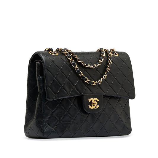 CHANEL Medium Tall Classic Lambskin Double Flap Shoulder Bag