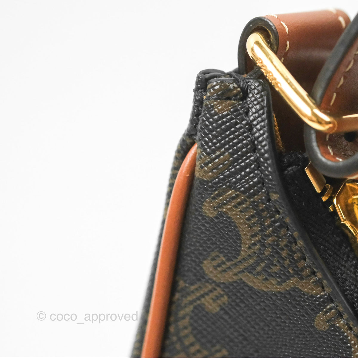 Celine Ava Bag In Triomphe Canvas Calfskin Tan
