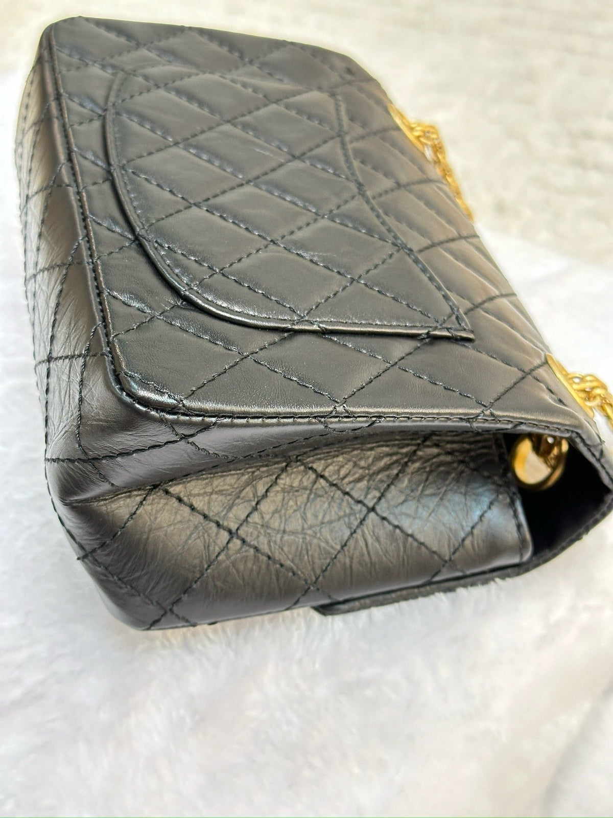 Chanel Mini Aged Calfskin Quilted 2.55 Reissue Flap Black Bag