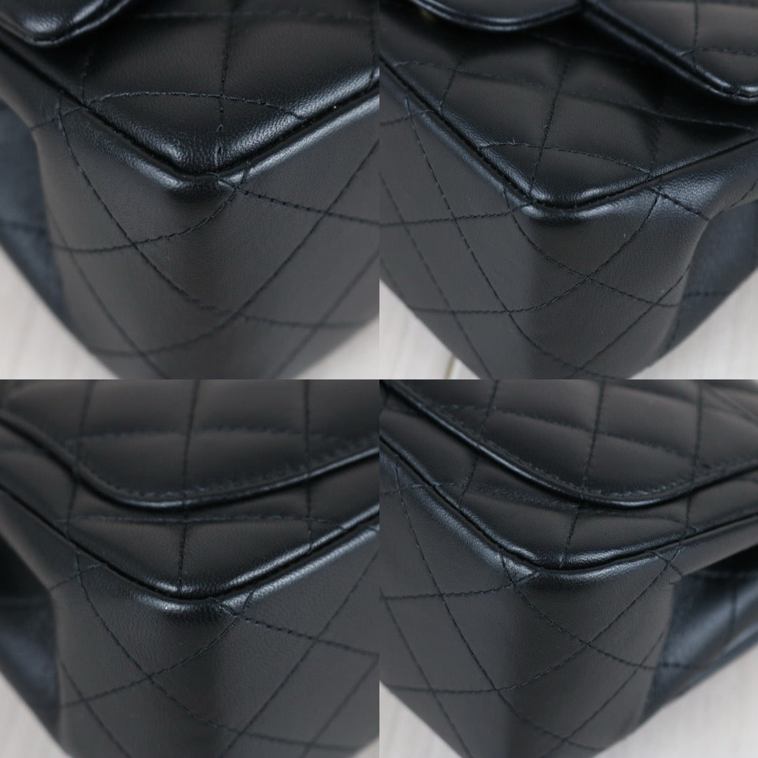 Very Good ( Rank A)｜ CHANEL Lanbskin Square 17  Shoulder Bag Black IC Chips Model ｜W25051701