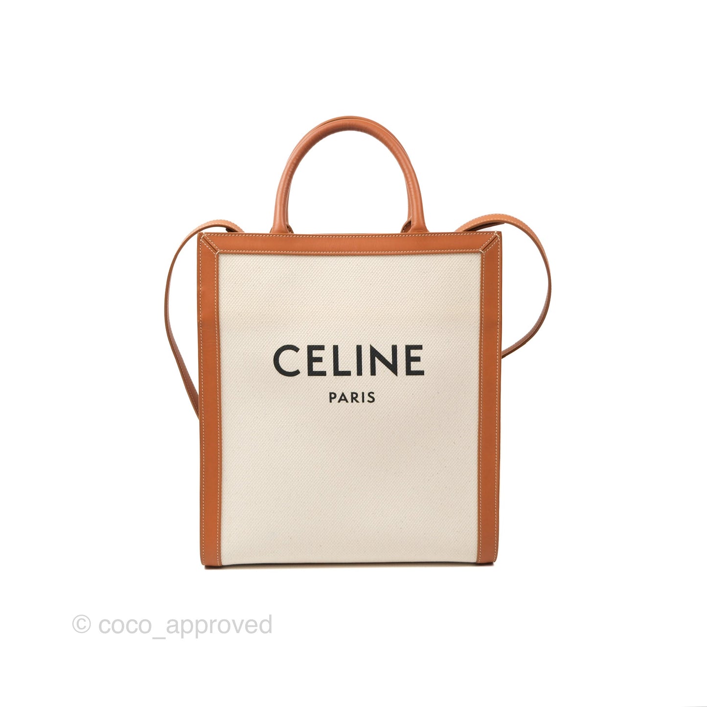 Celine Small Vertical Cabas Tote With Celine Print Natural/Tan