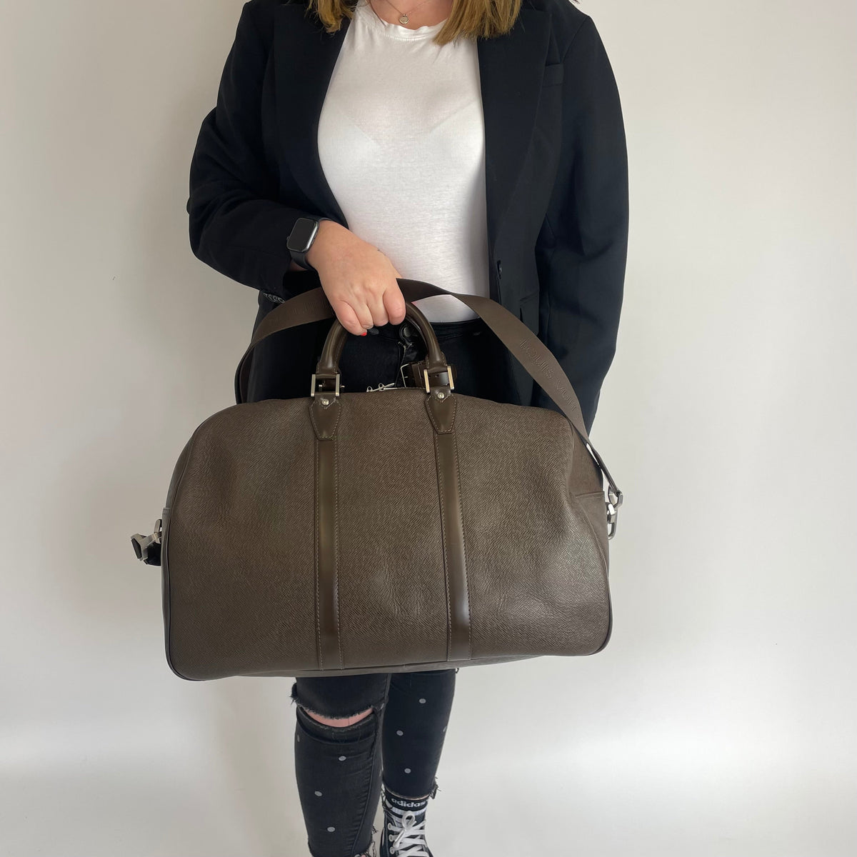 Louis Vuitton Taiga Leather Kendall Travel Bag Brown