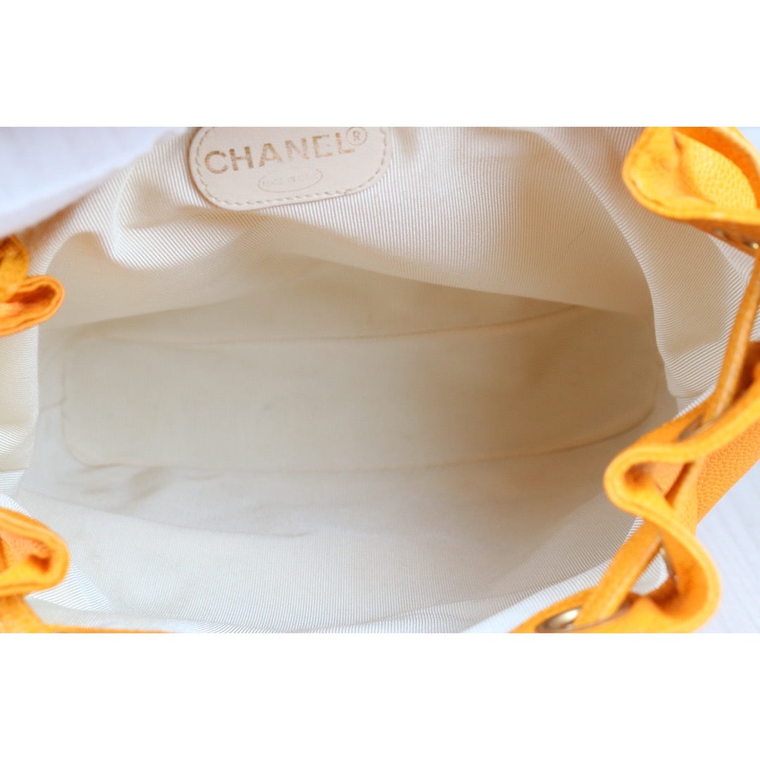 Good ( Rank AB)｜CHANEL Caviar Skin Backpack Orange Made in 1996-1997 Year｜S24060606
