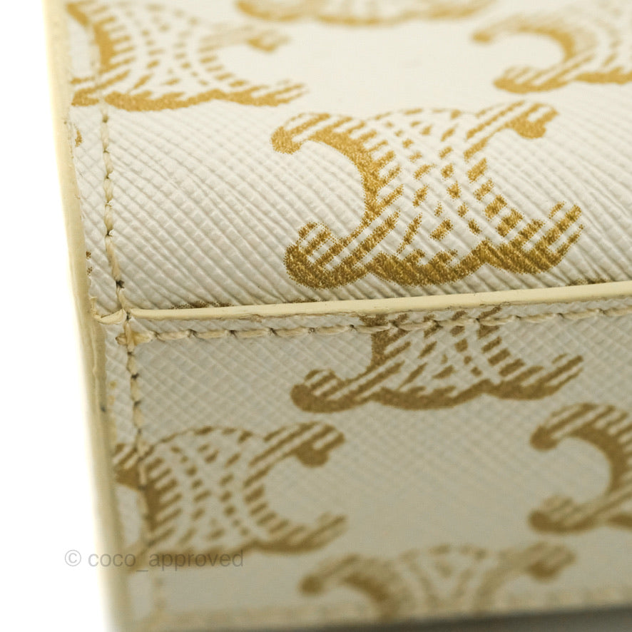 Celine Mini Vertical Cabas Bag Triomphe Canvas White
