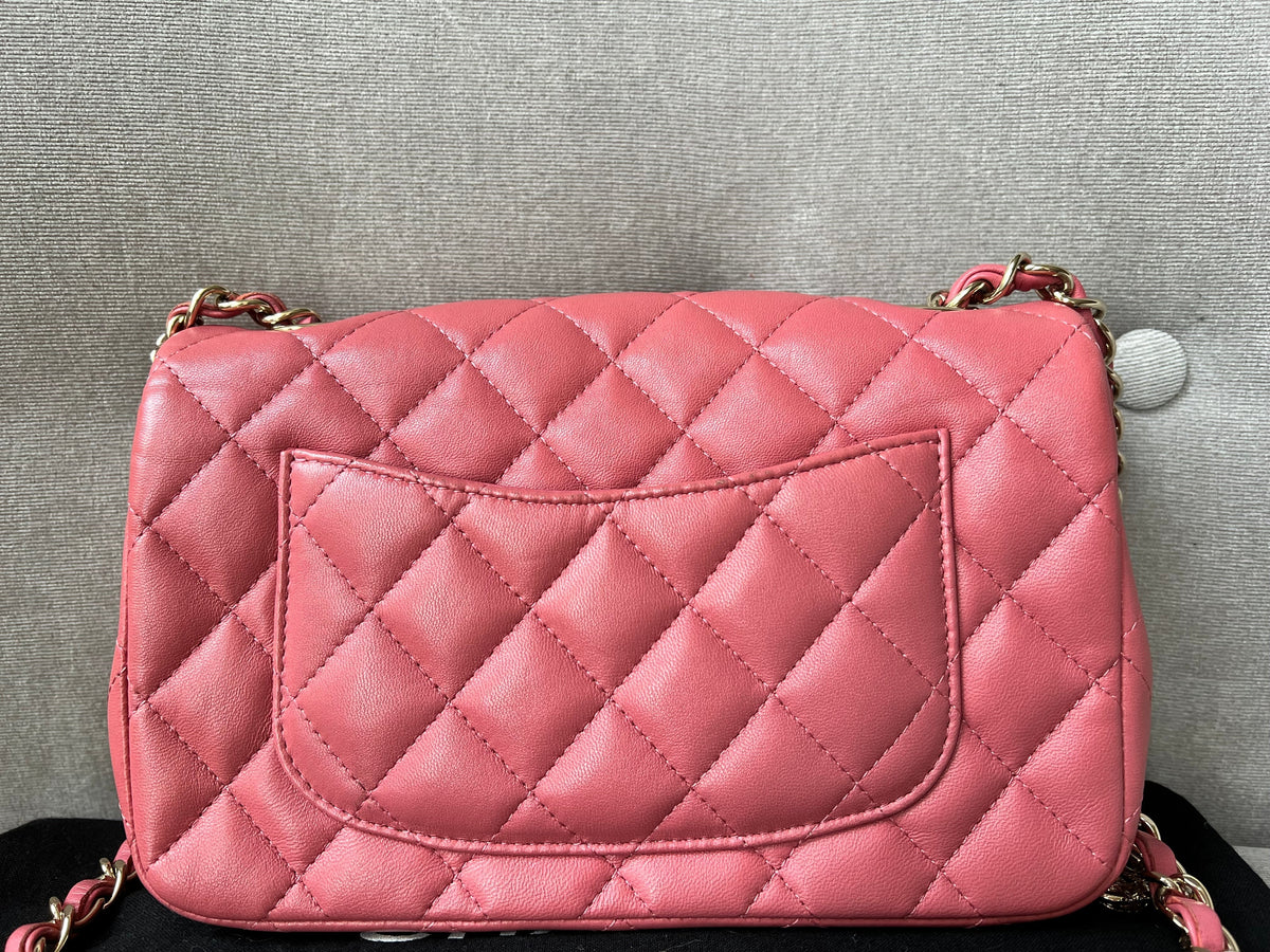 Chanel Mini Rectangular Classic Flap Valentines Day Edition in Pink Lambskin