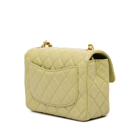 Green Chanel Small Classic Lambskin Casino Royale Charms Single Flap Crossbody Bag