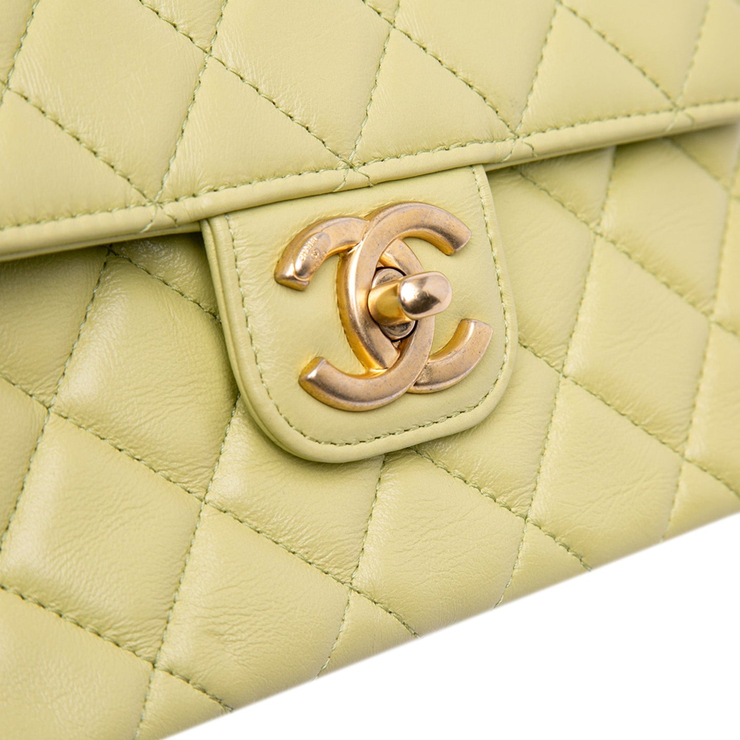 Green Chanel Small Classic Lambskin Casino Royale Charms Single Flap Crossbody Bag
