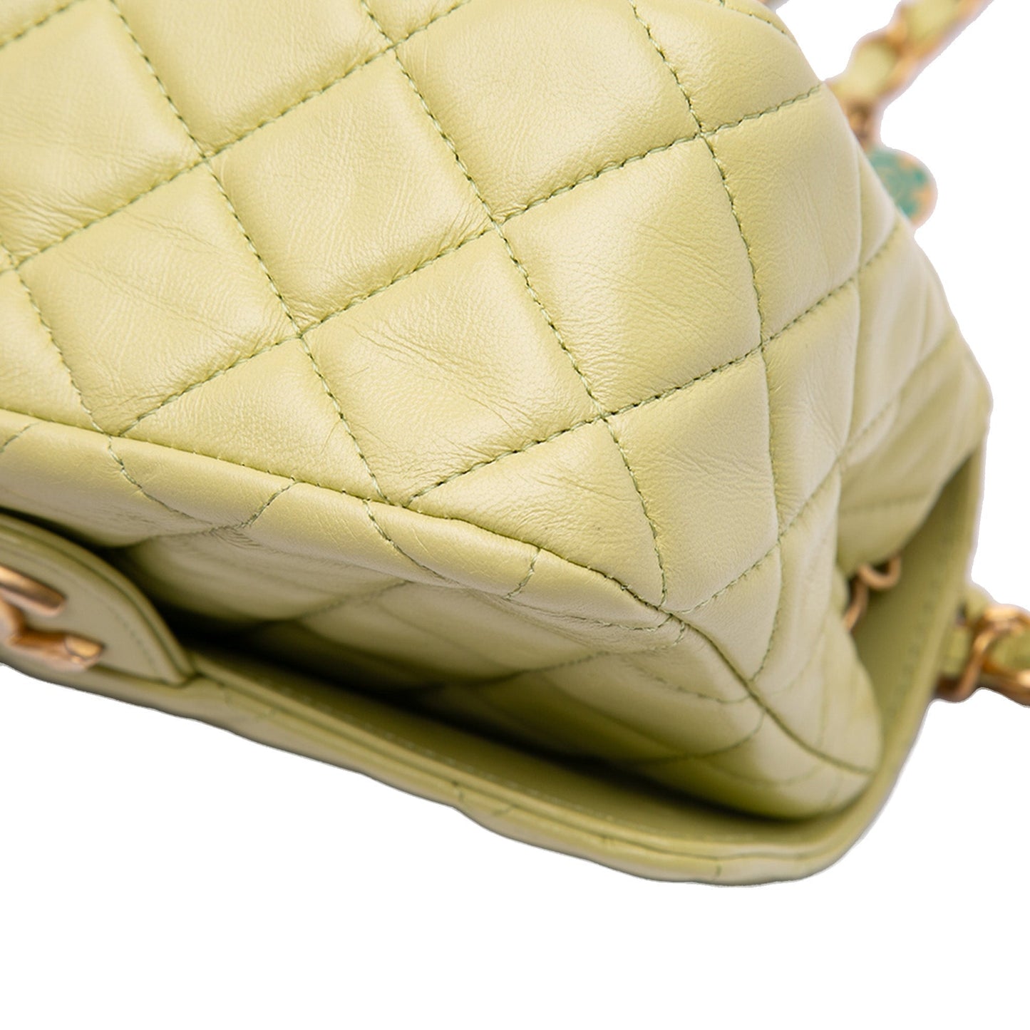 Green Chanel Small Classic Lambskin Casino Royale Charms Single Flap Crossbody Bag