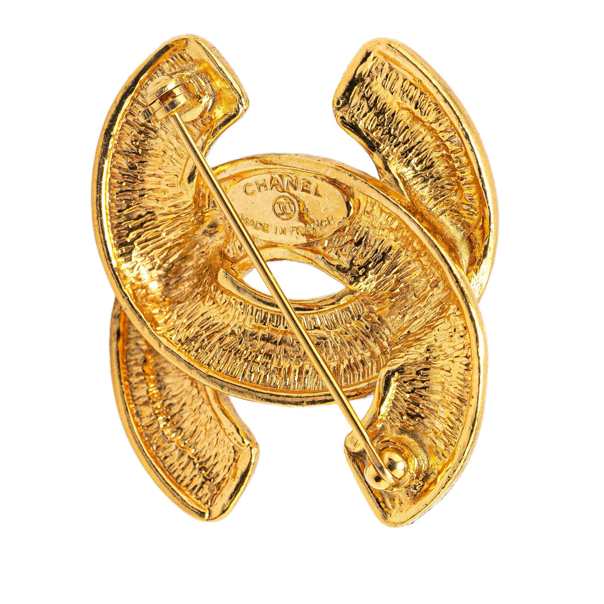 Gold Chanel Gold Plated CC Quilted Brooch