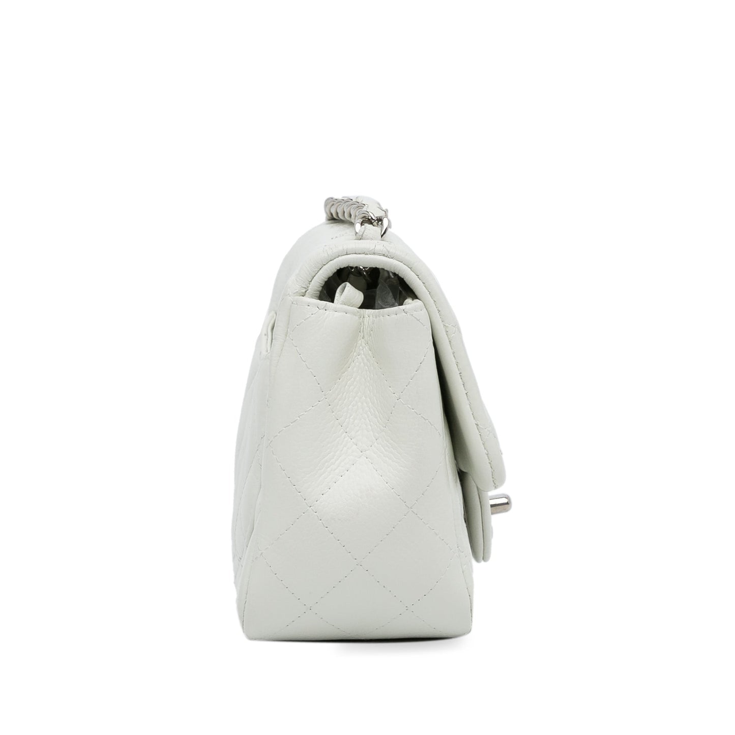 White Chanel Mini Square Classic Caviar Single Flap Crossbody Bag