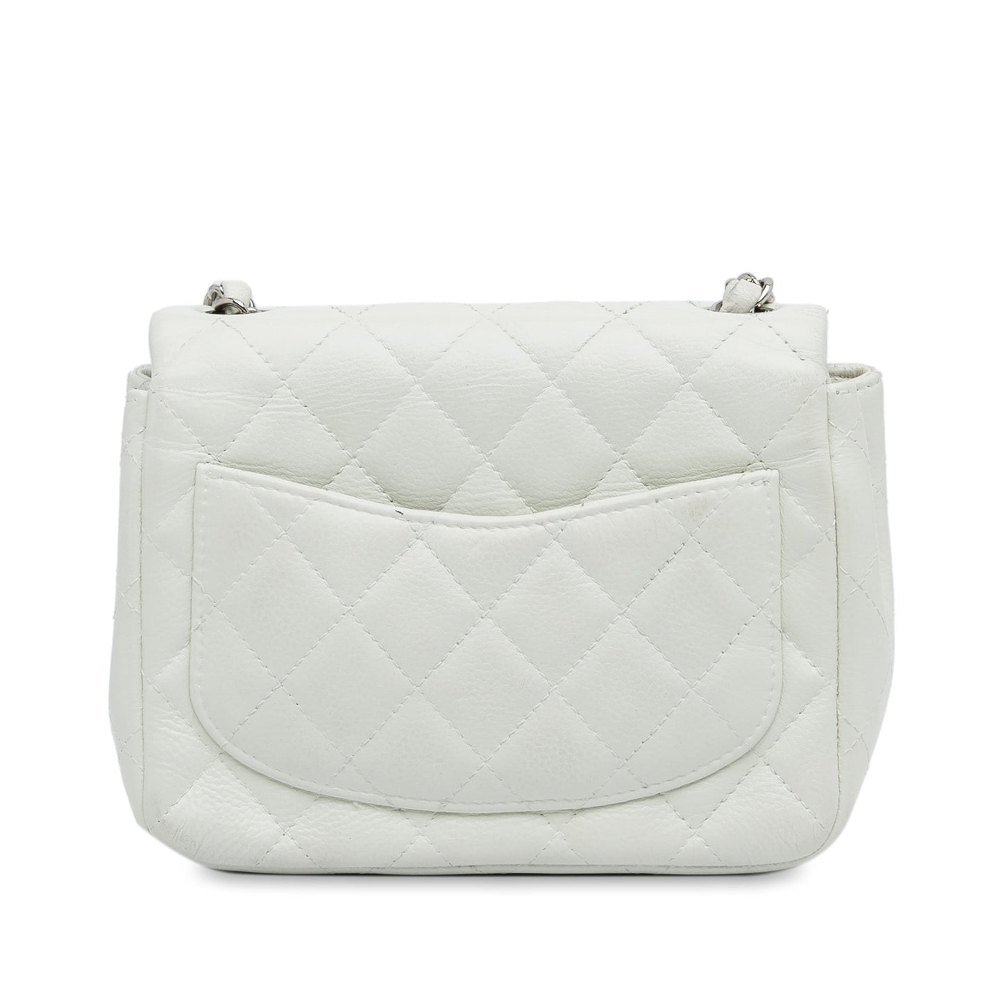 White Chanel Mini Square Classic Caviar Single Flap Crossbody Bag