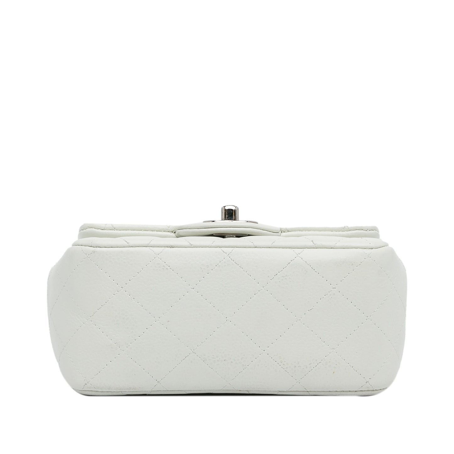 White Chanel Mini Square Classic Caviar Single Flap Crossbody Bag