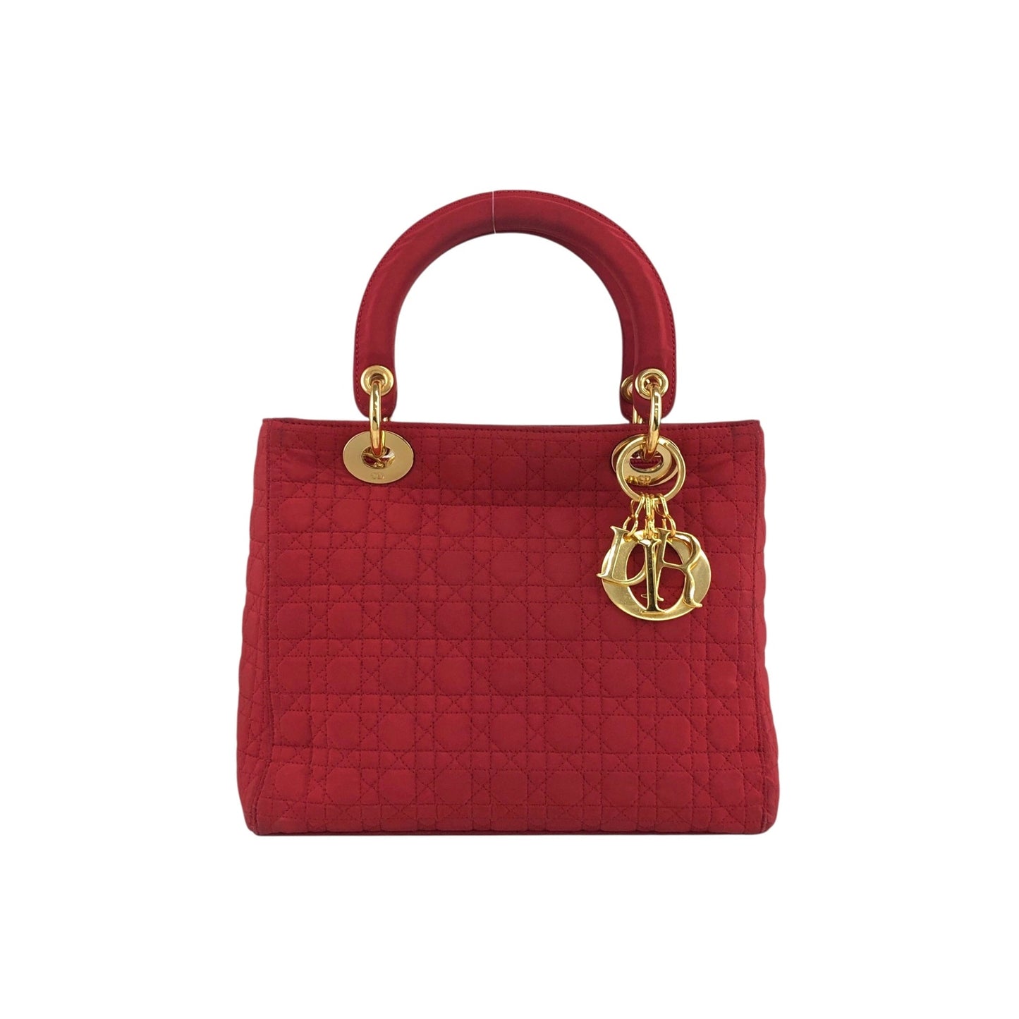 Christian Dior Cannage Charm Handbag Red Vintage cstet8