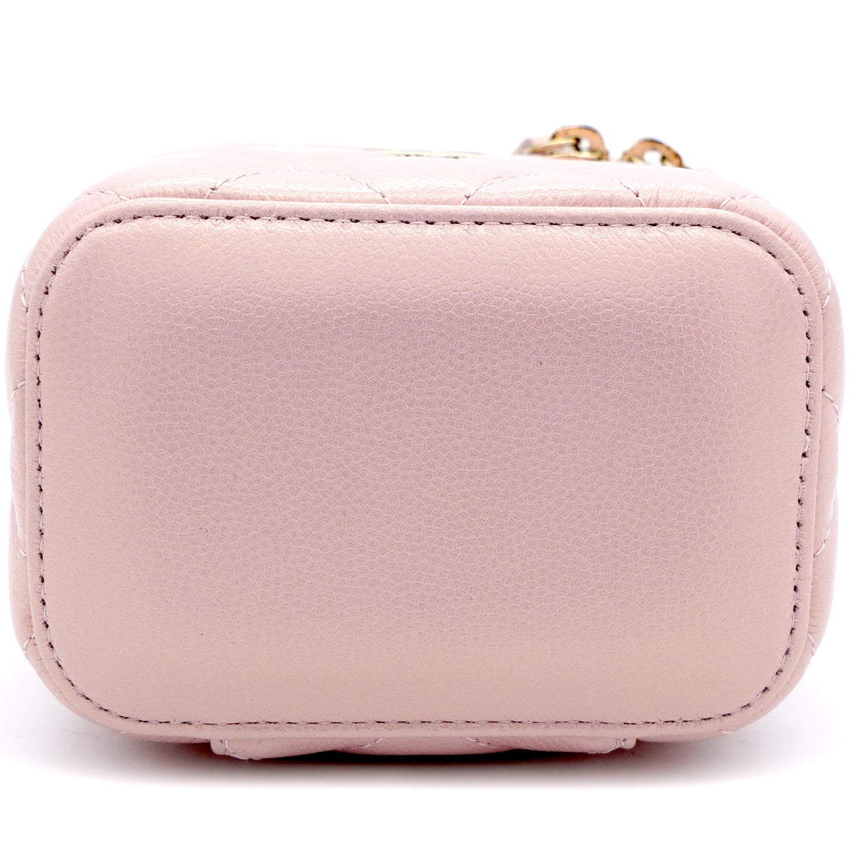 Chanel Mini Caviar GHW Vanity Case with Pearl Details Light Pink