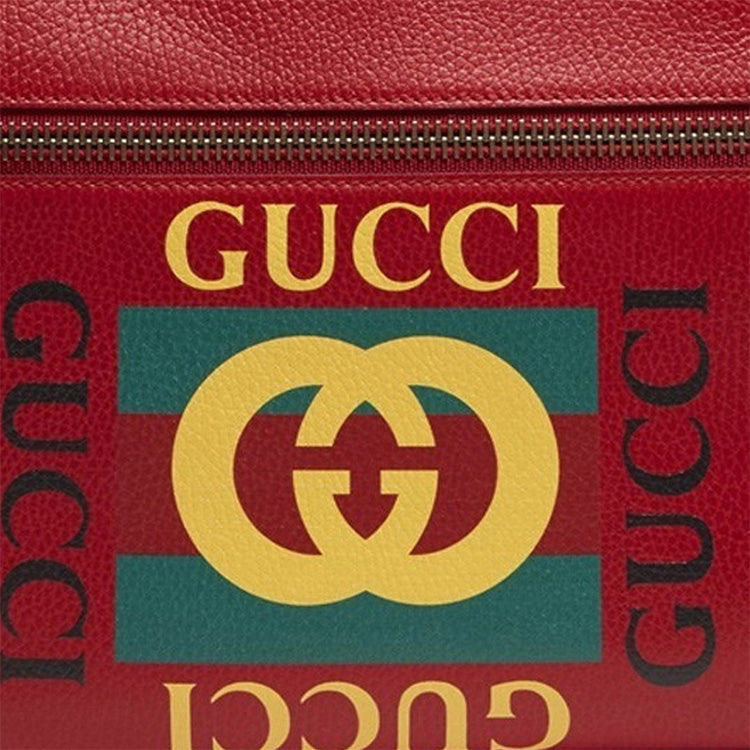 GUCCI Print Retro Logo Printing Leather Camera Bag Shoulder Messenger Bag Red 523589-0QSAT-6461