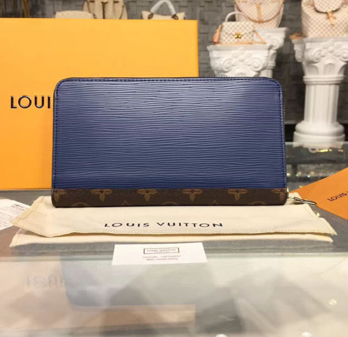 Louis Vuitton Zippy Organizer Epi Leather Blue and Gray