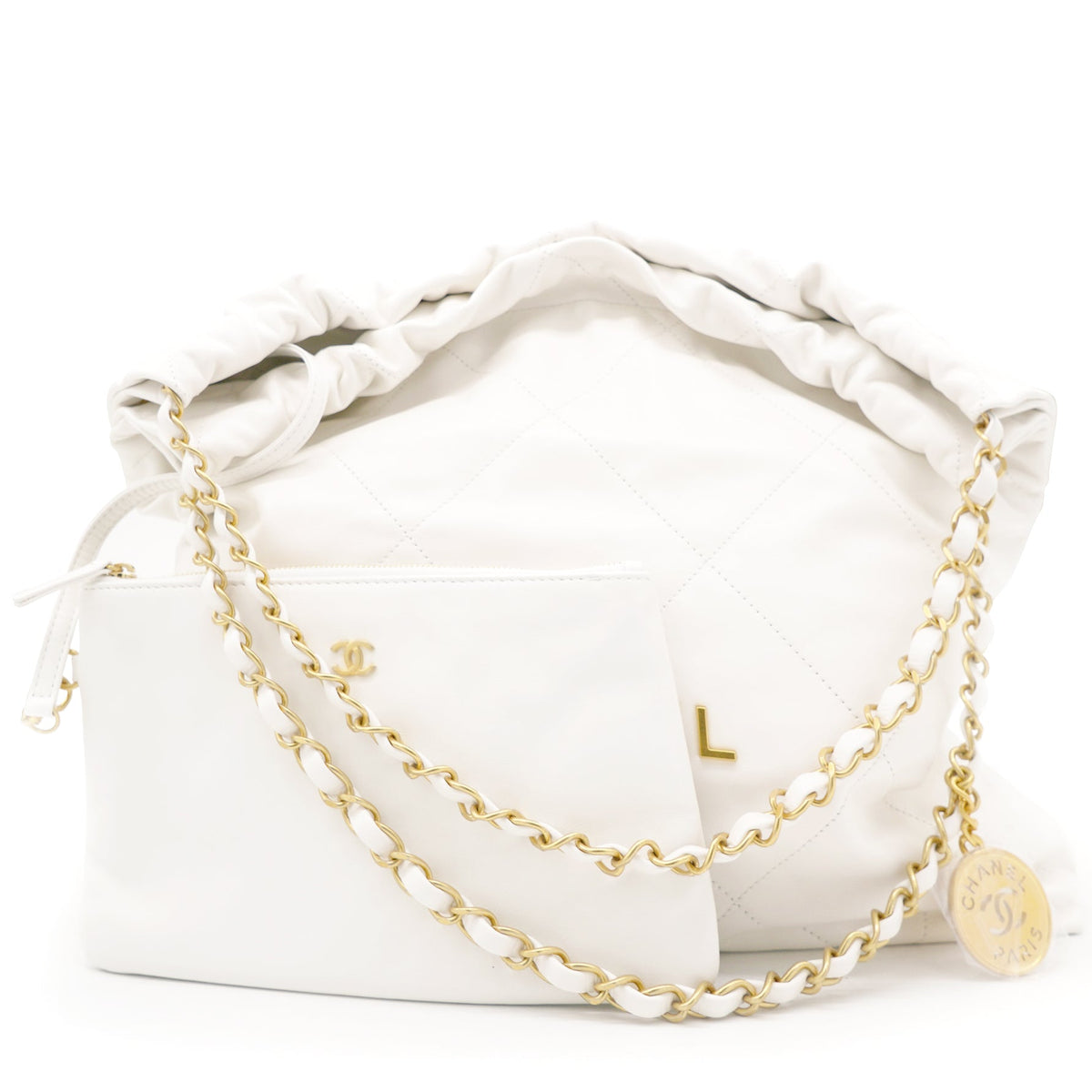 Chanel Shiny Calfskin Quilted Small Chanel 22 White