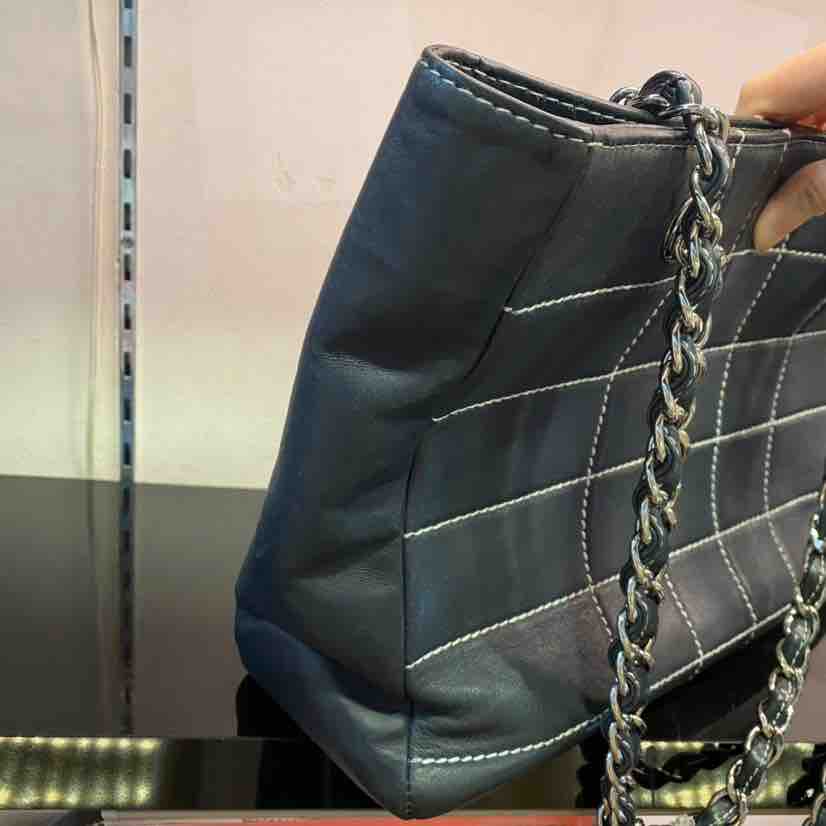 Chanel Wild Stitch Chain Tote Bag, Navy Calfskin