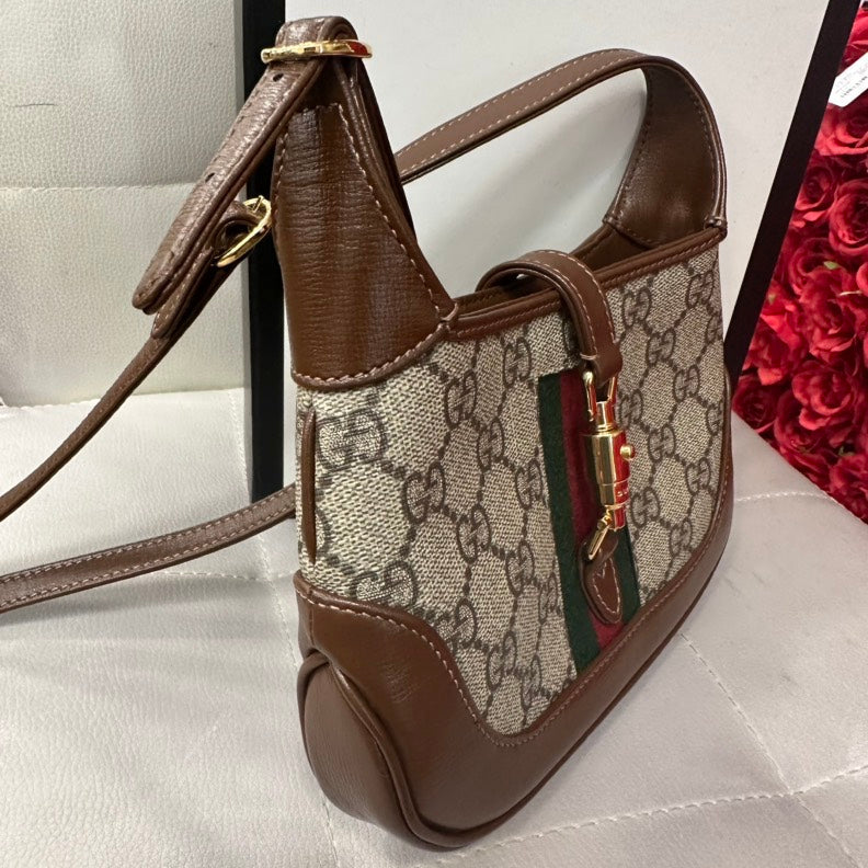 Gucci Beige/Tan GG Supreme Canvas and Leather Mini 1961 Jackie Shoulder Bag