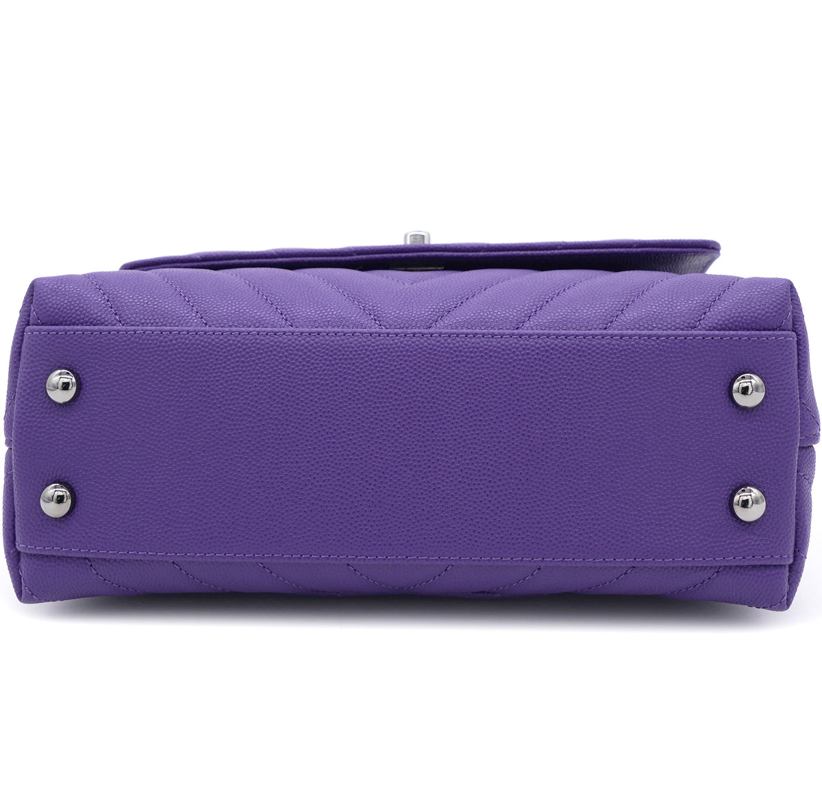 Chanel Purple Chevron Caviar Leather Mini Coco Top Handle Bag