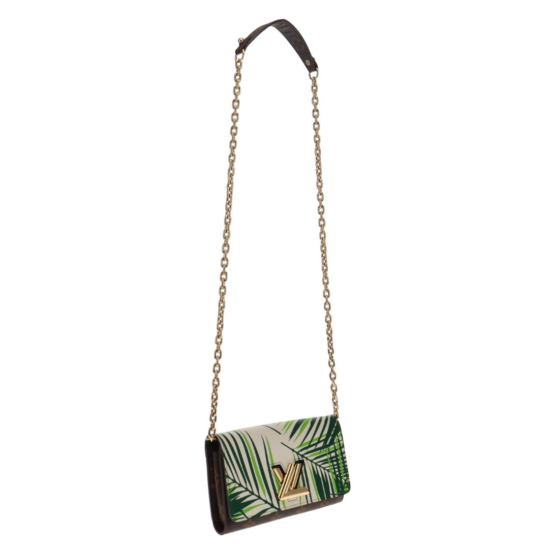 Louis Vuitton Twist Chain Wallet Limited Edition Palm Print Leather with Monogram Canvas
