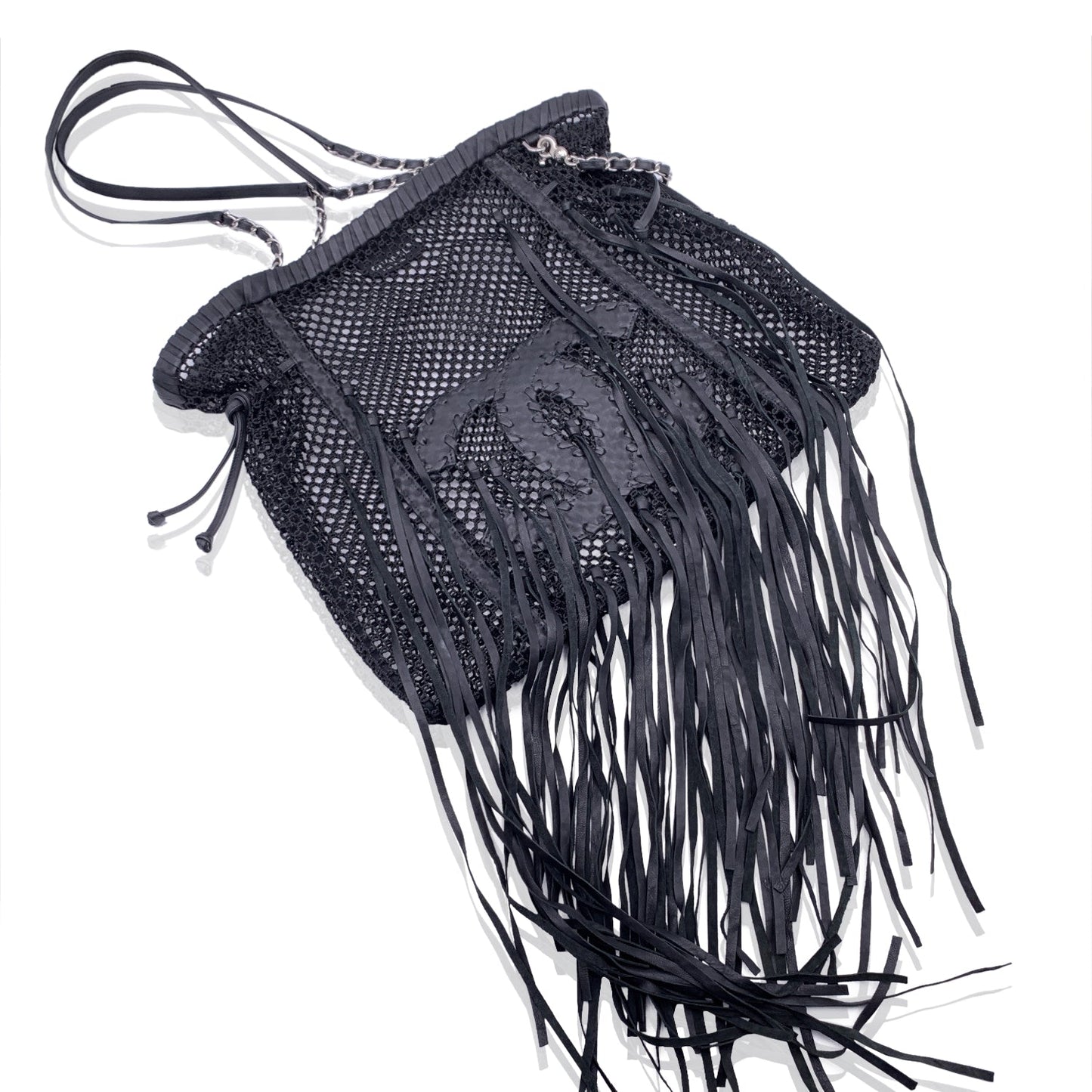 Top Quality Chanel Limited Edition Resort 2011 Black Fringe Mesh Tote Bag