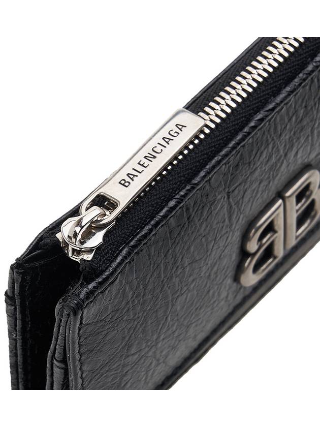 Luxury Balenciaga  BB Logo Zipper Card Wallet Black
