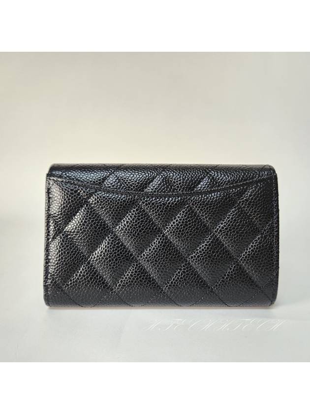 Classic Flap Wallet Grained Calfskin & Silver Black Chanel