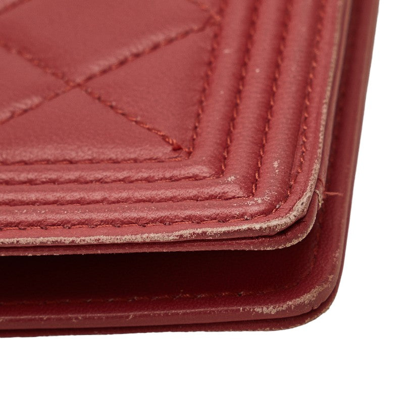 Chanel Long Wallet Leather Wine Red