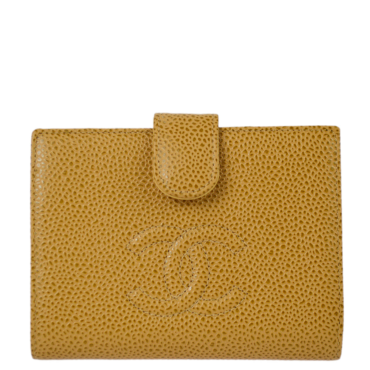 Chanel 2000-2001 Beige Caviar Wallet Purse