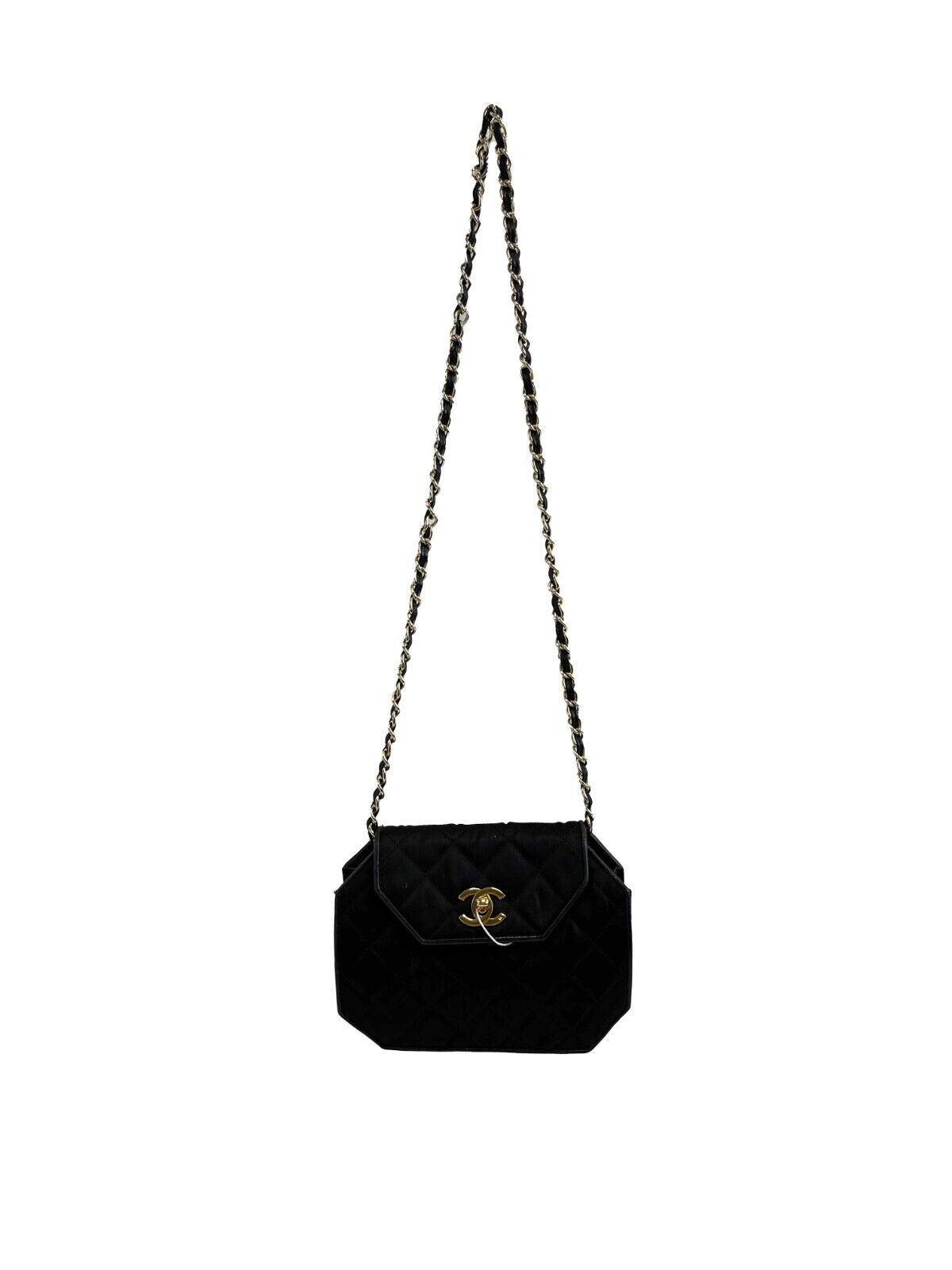 CHANEL Vintage 90's Quilted Octagon CC Shoulder Black Excellent Handbag