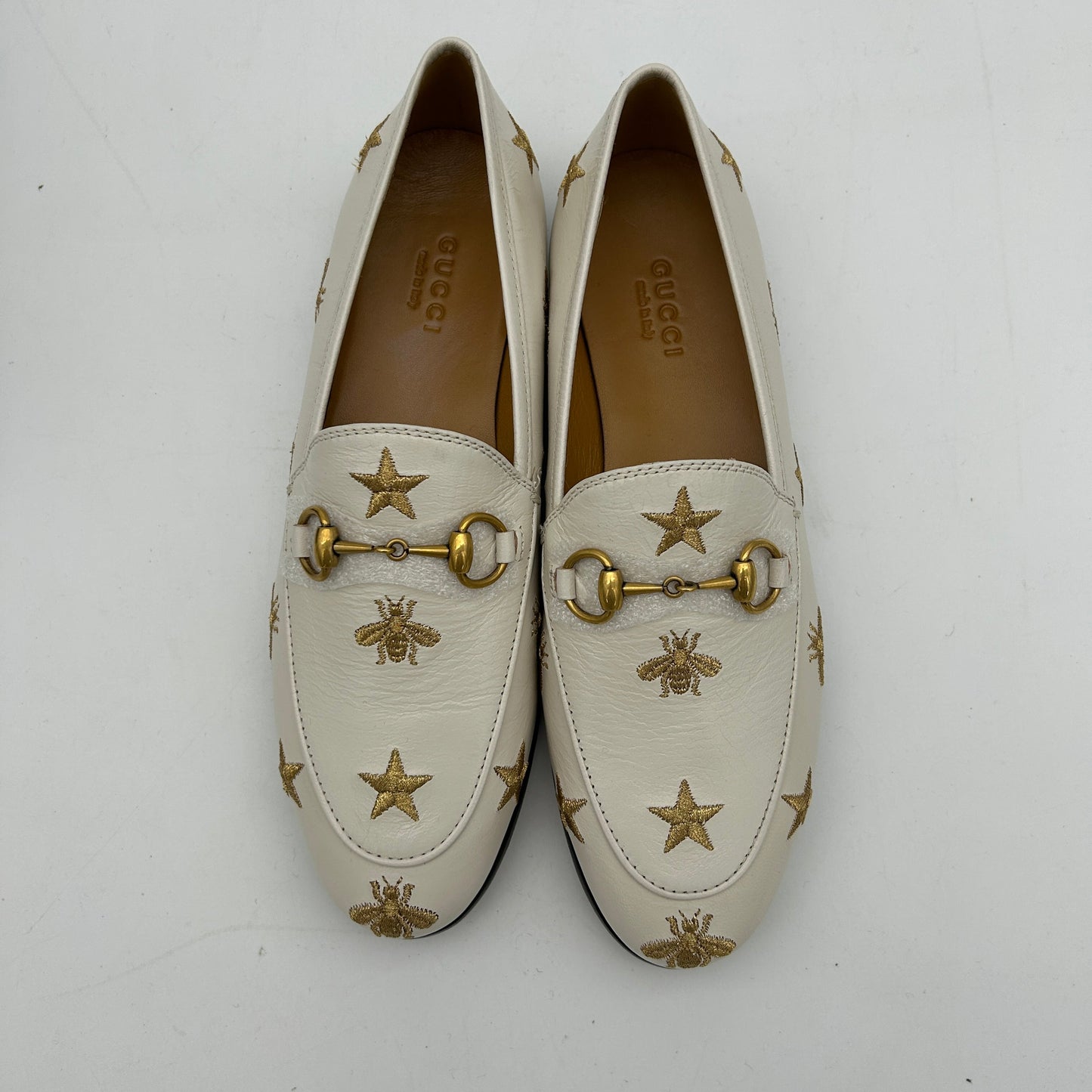 GUCCI - Jordaan Flat - Leather White for Women, US Women`s Size
