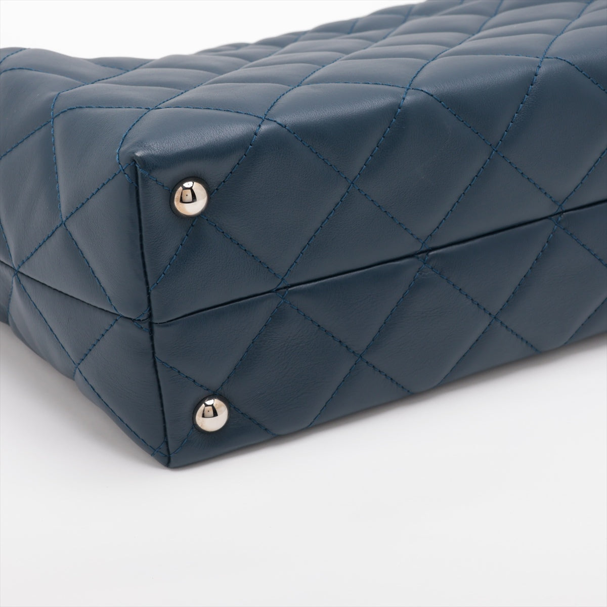 Chanel Matrasse Leather Tote Top Bag Navy Silver  15th