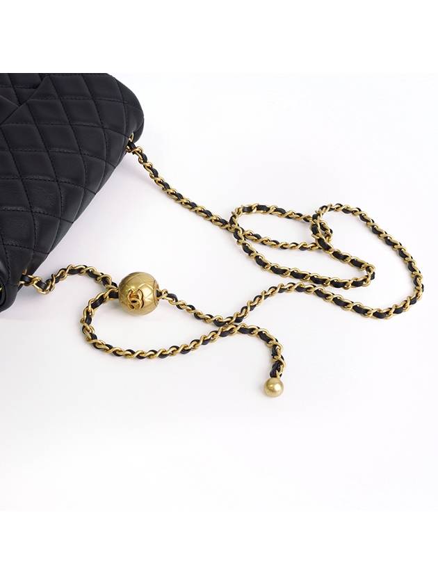 Classic New Mini Gold Ball Flap Lambskin Gold Metal Cross Bag Black Chanel