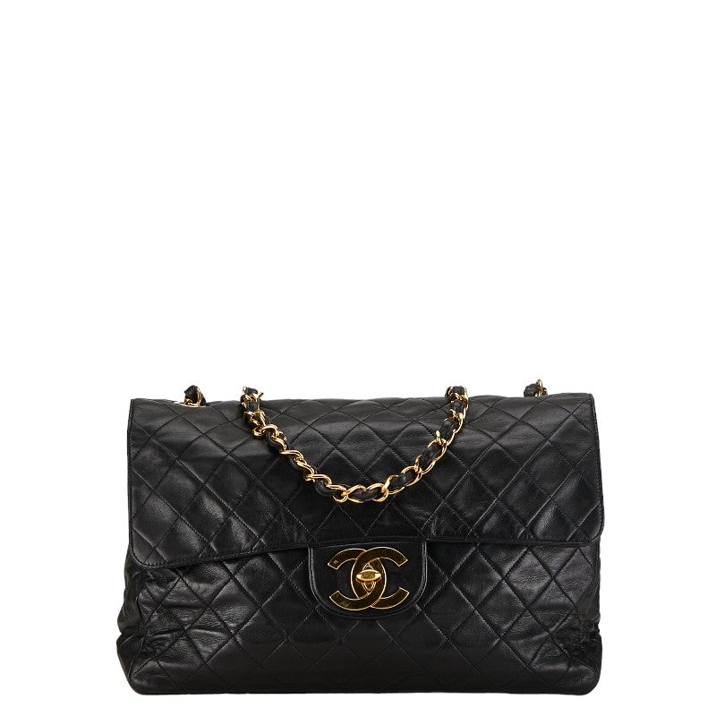 Chanel Mattrase Coco Single Flap  Chain Shoulder Bag Black Lambskin  CHANEL