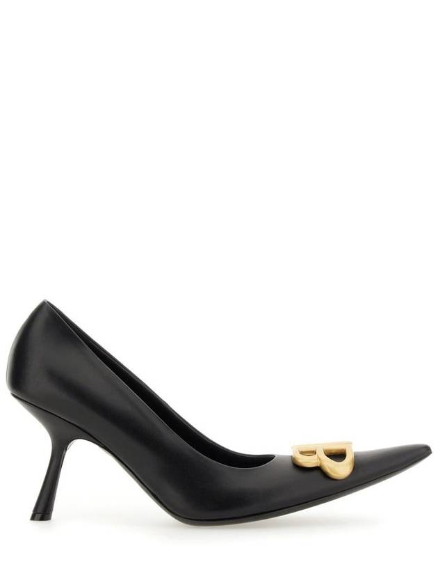 Luxury Balenciaga  Women's Logo Plaque Pointed toe Heels BLACK