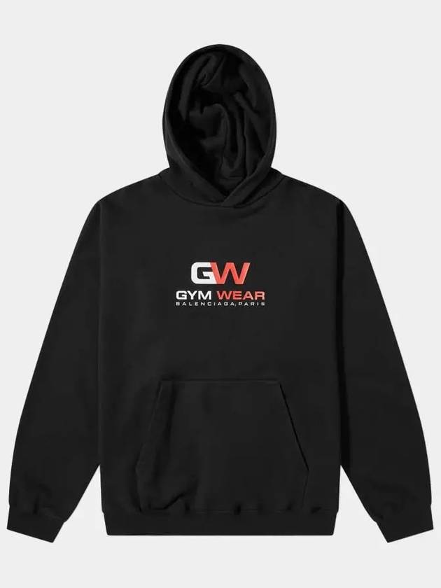 Luxury Balenciaga  Gymwear Logo Print Cotton Hoodie Black